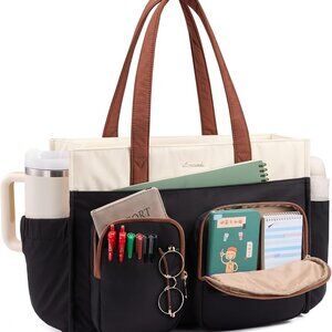 Teacher Tote Bag for Women,Multi-pocket Laptop Bag with Large Cup Holder,Nurse B